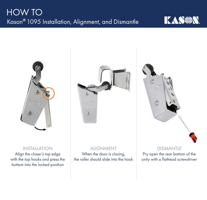 Kason 1095 Spring Action Door Closer with Adjustable Wide Hook 7/8 to 1 5/8 Inch Offset, 11095000013_11094000027 - Image 5